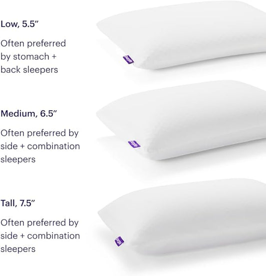 Purple Harmony Pillow - Standard - Medium, Greatest Pillow Ever Invented, 360º Hex Grid & Talalay Latex Core - No Pressure Support, Stays Cool, Luxurious Comfort