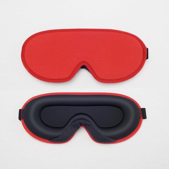 Eye Mask for Sleeping Light Blocking,Side Sleeper Women Men, 3D Contoured Cup Sleeping Mask, Soft Breathable Sleep Eye Mask with Adjustable Elastic Strap for Flight Nap，Red-3D