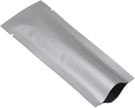 PABCK 100 Pcs 1.38x5.9 inch (Inside Size 0.98x5.5 inch) Coffee Food Storage Heat Sealable 3.34mil Mylar Pure Foil Bag Vacuum Pouch for Sampling Packaging Aluminum Foil Package