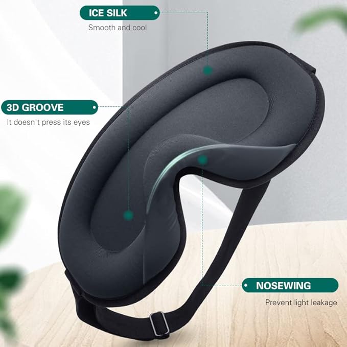 Eye Mask for Sleeping Light Blocking,Side Sleeper Women Men, 3D Contoured Cup Sleeping Mask, Soft Breathable Sleep Eye Mask with Adjustable Elastic Strap for Flight Nap，Red-3D