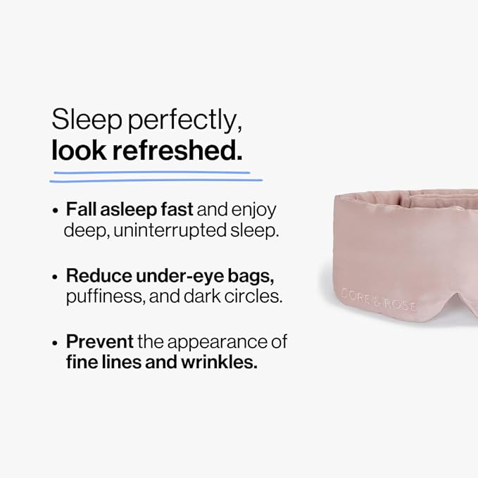 Dore & Rose Deep Sleep Mask Light Blocking, 23 Momme Mulberry Silk Eye Mask, Ultra Soft, Adjustable - Travel Sleeping Mask for Men & Women - Lotus