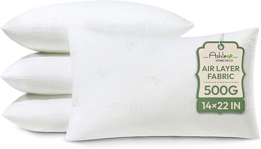 Ashler Throw Pillow Inserts- 14x22 Pillow Inserts with Air Layer, Premium Bed and Couch Pillows - Indoor Decorative Throw Pillow, Lumbar Cushion Sham Stuffer, Pack of 4, White