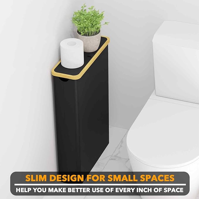 SpaceAid Extra Large Toilet Paper Storage with Lid, Hold up to 24 Regular Rolls or 18 Mega Rolls, Slim Toilet Paper Basket Holder Bin Container, Bathroom Accessories Organizer, Black