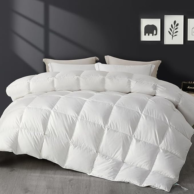 SAPHREAS Down Feathers Comforter Oversized King Size, All Season Duvet Insert oversized king, Luxury Lightweight Bedding Comforters with 8 Corner Loops, White 116x98"