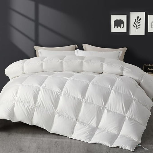 SAPHREAS Down Feathers Comforter Twin Size, All Season Duvet Insert twin, Luxury Lightweight Bedding Comforters with 8 Corner Loops, White 68x90"