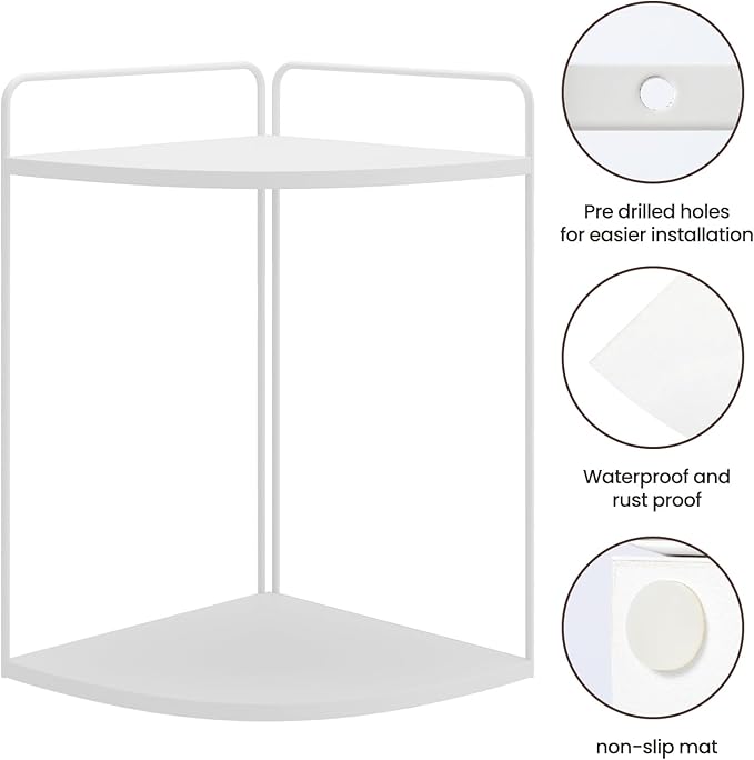 Forest Angle Bathroom Counter Organizer,Countertop Organizer,Vanity Organizers,Bathroom Storage,Bathroom Sink Caddy,Counter Shelf,Corner Counter,Corner Shelves(White)