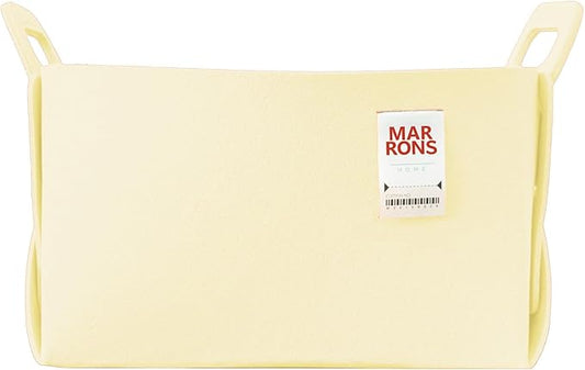 Collapsible Vanilla Felt Storage Bin Large 14.6"x9.4"x9.4" – Foldable Basket with Handles for Closet, Laundry Room Organization, Toy Storage, Decorative Storage Bins for Shelves Storage