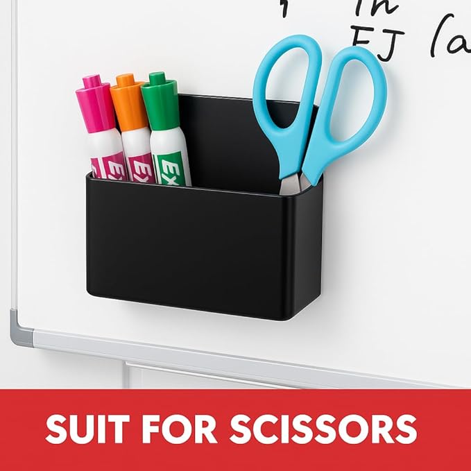 BEYGORM 2 Pack Plastic Magnetic Pen Holder for Refrigerator, Dry Erase Marker Holder for Whiteboard，Magnet School Locker Organizer Accessories, Pencil Cup, Pen Caddy, Classroom Organization(Black)