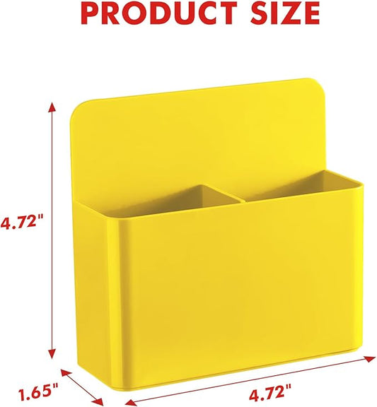 BEYGORM 2 Pack Plastic Magnetic Pen Holder for Refrigerator, Dry Erase Marker Holder for Whiteboard，Magnet School Locker Organizer Accessories, Pencil Cup, Pen Caddy, Classroom Organization(Yellow)