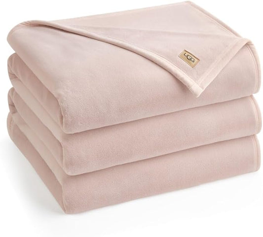 UGG Coco King Fleece Blanket for Bed – Luxury Cozy Room Decor, Soft Warm Heavy Blankets for Winter Bedding & White Christmas Decor, Gifts for Teens and Women, Pink