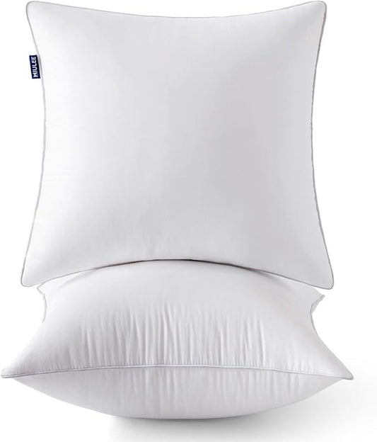 MIULEE 16x16 Pillow Inserts (Set of 2) -Decorative Throw Pillow with 100% Cotton Cover Square for Sofa Couch
