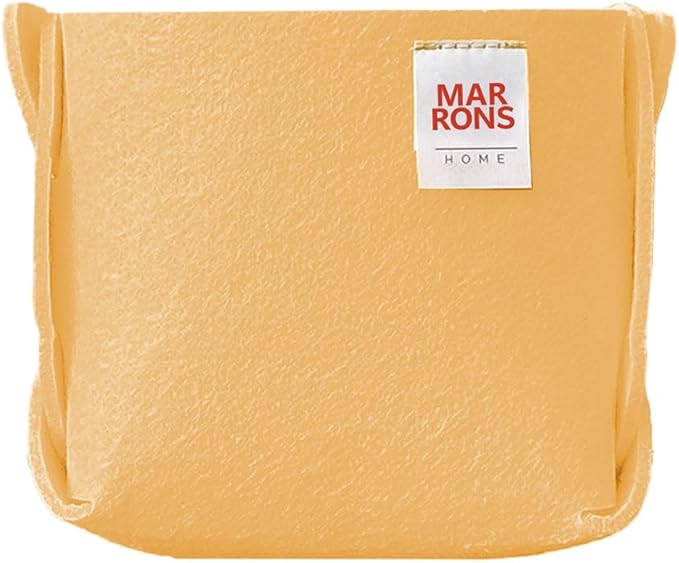 Collapsible Apricot Felt Storage Bin Mini 3.9"x3.9"x3.9" – Foldable Basket with Handles for Closet, Toy Storage, Laundry Room Organization, Decorative Storage Bins for Shelves, Nursery Storage