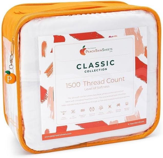 PeachSkinSheets Vanilla Bean Sheet Set - 1500tc Level of Softness - Extra Soft Cooling Sheets for Hot Sleepers and Night Sweats - Queen Size