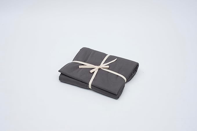 100% Cotton Flat Top Sheet Only - T-Shirt Fabric Jersey Knit - Extra Soft - Wrinkle Free - Machine Washable - Easy Fit - Breathable - Comfy (Anthracite, Queen)