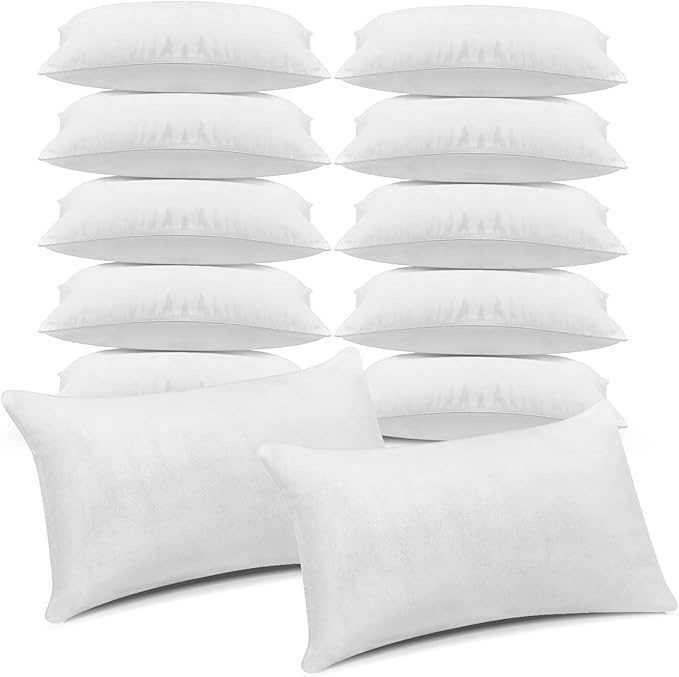 Macarrie 12 Pcs Queen Size Pillows for Sleeping Standard Size Inserts Hotel Bed Pillows Bulk for Stomach Back and Side Sleepers Machine Washable (20 x 26 Inches)