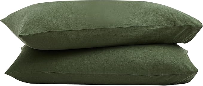 100% French Linen Pillowcase Set of 2, Breathable Envelope Closure Soft Linen Pillow Cover,Soft Luxury Hotel & Home Use, Gift