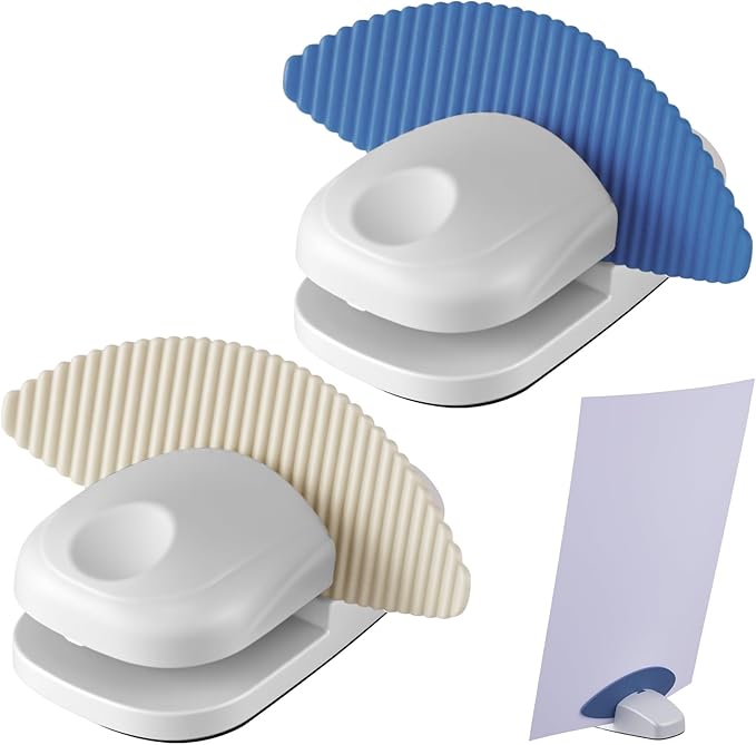 Faccito 2 Pcs Paper Holder Stand for Typing Non-Slip Mat Desktop Folder Document Holder with Anti-Slip Pads Portable Copy Stand Desktop Clamp for A4 Paper Office Reading (White,Blue)