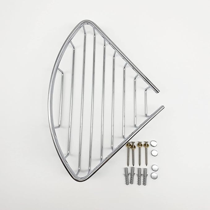 BACOMOLOR Classic Shower Corner Basket For Bathroom Shampoo Soap Holder Brass Material Polished Chrome