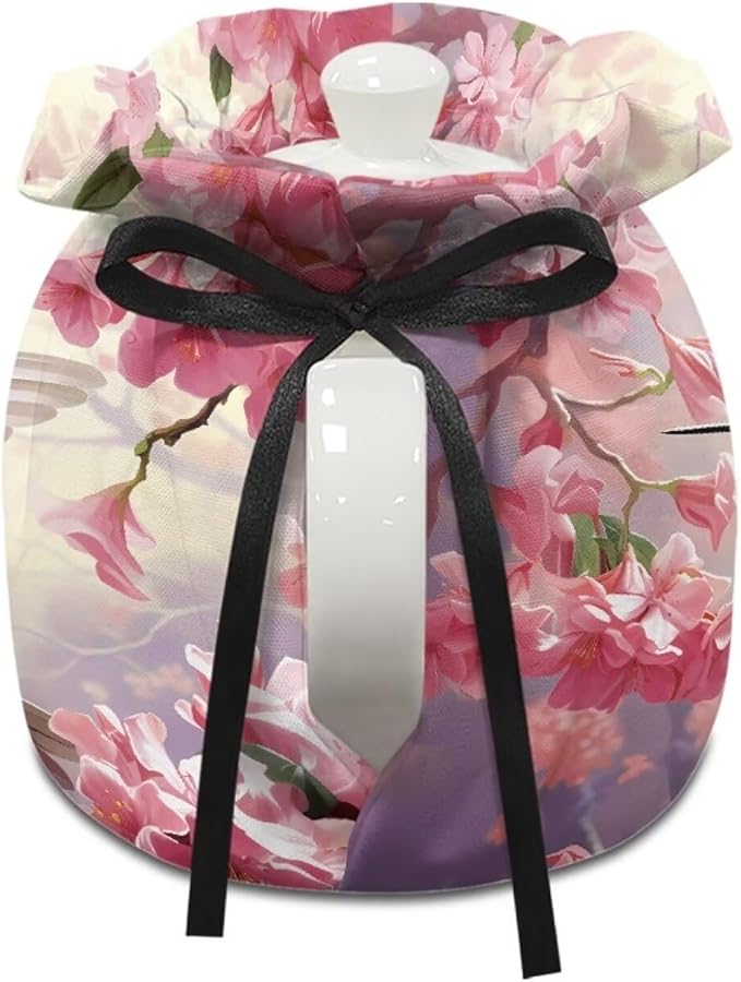 Romantic Hummingbird Insulated Cotton Warmer Tea Cozies Kettle Cover Breakfast Tea Pot Cover Kitchen Tea Pot Dust Cover with Elastic Band for Housewife Tea Lover Gifts