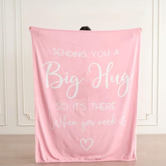 Lussena Thinking of You Gifts for Women Men – Get Well Blanket 50x60 Inch, Pink Flannel Comfort Hug Blanket, Sympathy Throw for After Surgery, Chemo, Illness, Recovery