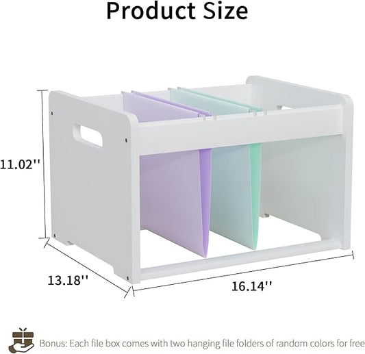 LONTAI Bamboo Hanging File Organizer, Office Desk File Organizer for Letter Size, Wood Hanging File Folders Organizer Record Holder Storage Stand Bookshelf Easy Assembly, White