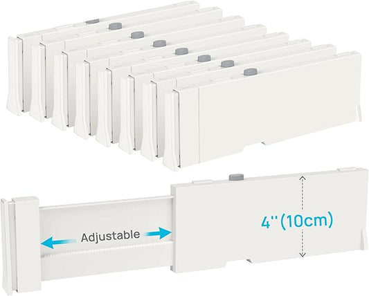 Vtopmart Drawer Dividers for Clothes 8 Pack, Adjustable 4" High Expandable from 11.3"-17" Dresser Drawer Organizer, Plastic Drawers Separators for Dresser, Baby Clothes, Kitchen and Office Storage