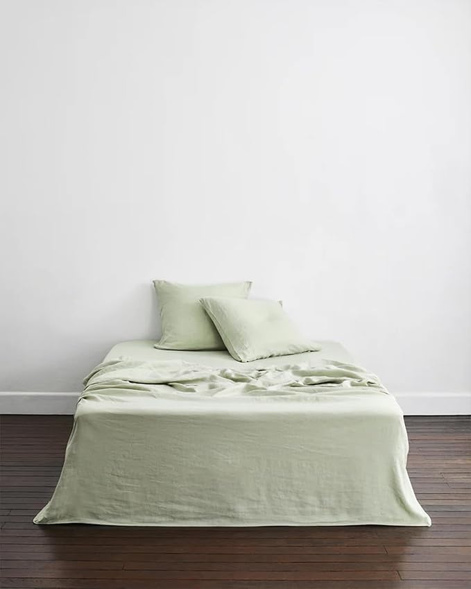 Bed Threads - Linen Pillowcases - 100% French Flax Linen - Luxury & Eco-Friendly - Breathable, Natural & Soft - Envelope Opening - Machine Washable - European Size - 26” x 26” - Set of 2 - Sage