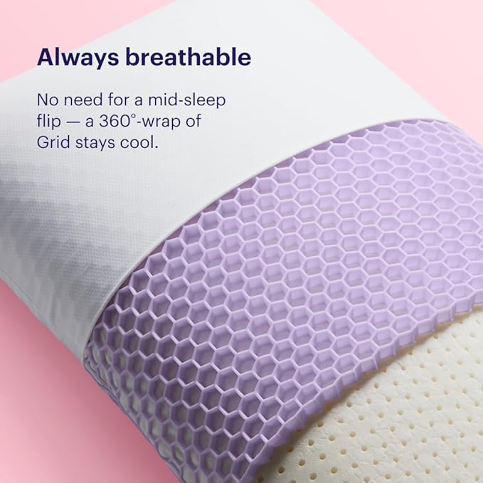 Purple Harmony Pillow - King Medium, Greatest Pillow Ever Invented, 360º Hex Grid & Talalay Latex Core - No Pressure Support, Stays Cool, Luxurious Comfort