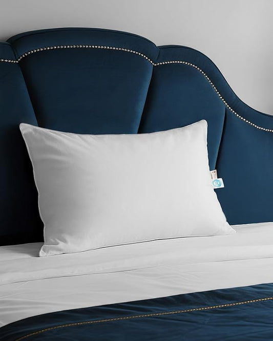 750 Fill Power White Goose Down Pillow Standard Size - for Back, Side & Stomach Sleepers | Hotel Quality with Pillowcase for Home, Travel, Dormitory & Guest Room | 1 Pack, 20x26 Inch