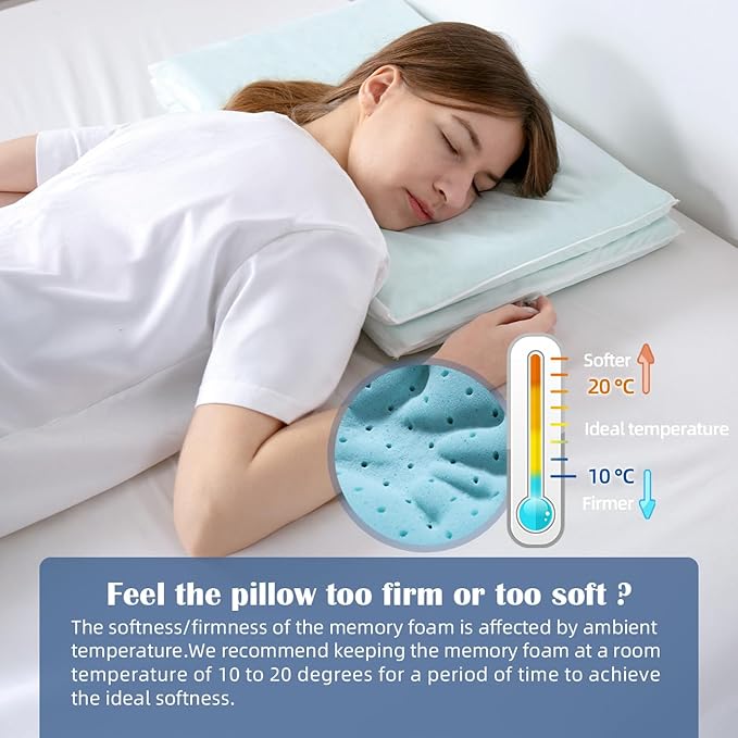 LOFE Adjustable Thin Memory Foam Pillow - 4 Heights from 1.2 to 4.8in, Cervical Pillow for Neck Pain Relief, CertiPUR-US Neck Support Pillow for Side Sleepers, Back/Stomach Sleepers, a Removable Cover