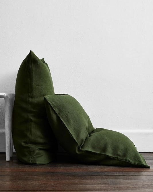 Bed Threads - Linen Pillowcases - 100% French Flax Linen - Luxury & Eco-Friendly - Breathable, Natural & Soft - Envelope Opening - Machine Washable - Standard Size - 30” x 20” - Set of 2 - Olive
