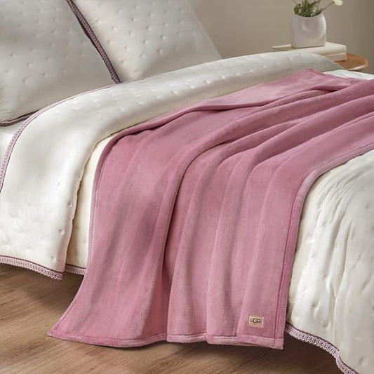 UGG Coco Plush Throw Blanket – Cozy Soft Fleece Blanket for Couch, Bed or Chair, Housewarming Gift for Women, Bedroom or Living Room Decor, Lightweight Bedding, 50" x 70" (Dusty Orchid, Throw)