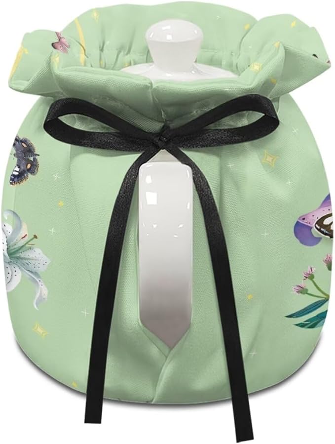 Butterfly Floral Tea Pot Cover Coffee Pot Insulated Kettle Cover Keep Warm Both Durable with Drawstring Sides Can Be Used Tea Cosy for Home Kitchen Decor with Insulated Pads to Warm Up