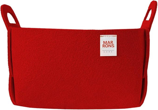 Collapsible Red Felt Storage Bin Small 7.1"x5.1"x5.1" – Foldable Basket with Handles for Closet, Toy Storage, Laundry Room Organization, Decorative Storage Baskets for Shelves, Nursery Storage