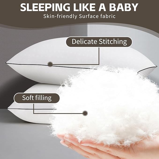 HIMOON Bed Pillows for Sleeping 4 Pack,Queen Size Cooling Pillows Set of 4,Top-end Microfiber Cover for Side Stomach Back Sleepers