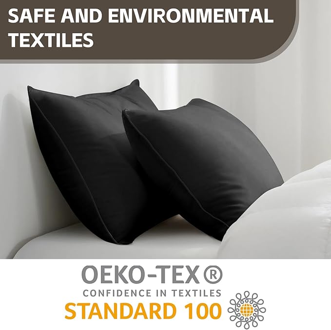 HIMOON Bed Pillows for Sleeping 4 Pack,Queen Size Cooling Pillows Set of 4,Top-end Microfiber Cover for Side Stomach Back Sleepers(Black)