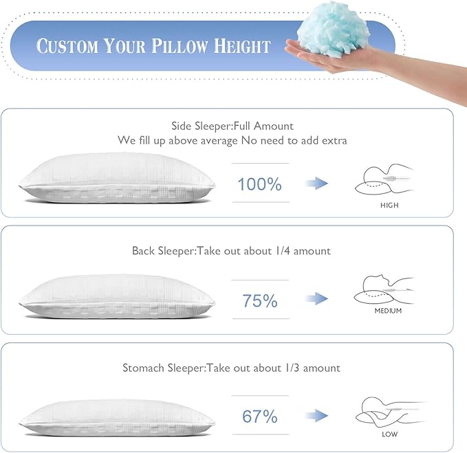 Meoflaw Cooling Pillows for Sleeping King Size Set of 2,Shredded Memory Foam Bed Pillow with Pillow Case-Double Sided Material,Adjustable Loft King Pillow for Side & Back Sleeper-Medium Firm