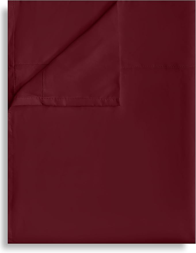 Queen Flat Sheet Only, 1 Pack Top Bed Sheets, Soft Breathable Brushed Microfiber Color-Coded Label Threads, (90"x102",Burgundy)