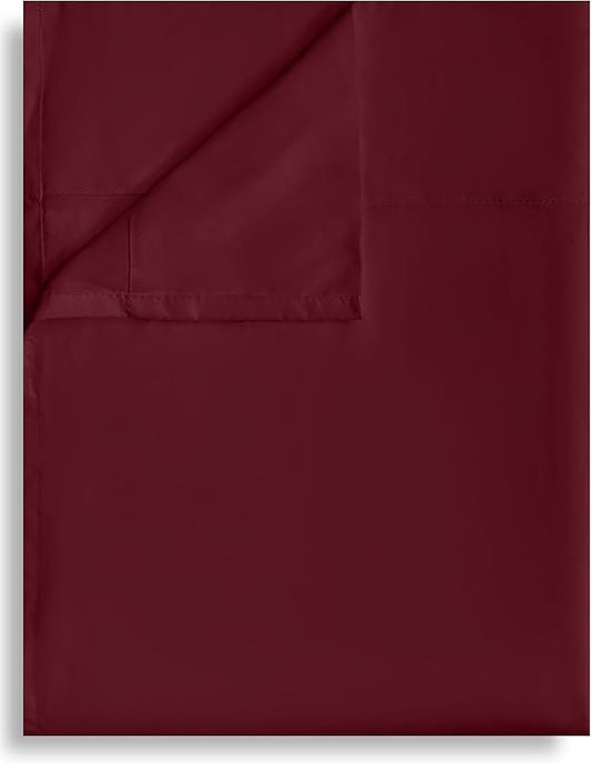 Queen Flat Sheet Only, 1 Pack Top Bed Sheets, Soft Breathable Brushed Microfiber Color-Coded Label Threads, (90"x102",Burgundy)