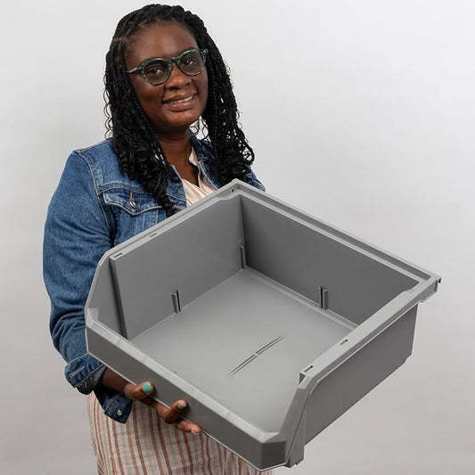 ReadySpace Plastic Containers for Organizing and Storage Bins for Closet, Kitchen, Office, Garage or Pantry Organization, Stackable Bins, Extra Large (14.8" x 16.5" x 7"), 4-Pack, Black