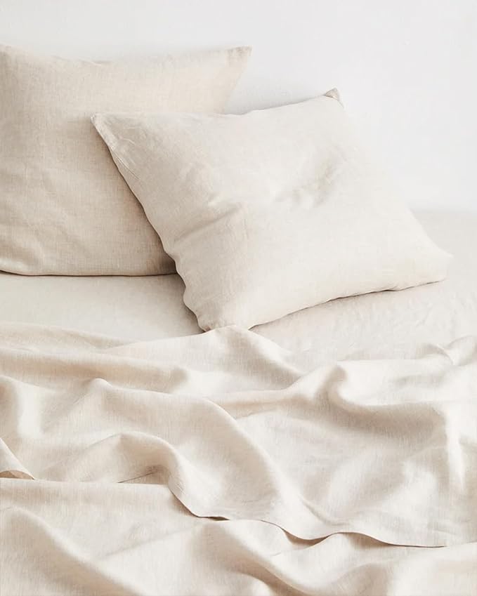 Bed Threads - Linen Pillowcases - 100% French Flax Linen - Luxury & Eco-Friendly - Breathable, Natural & Soft - Envelope Opening - Machine Washable - European Size - 26” x 26” - Set of 2 - Oatmeal