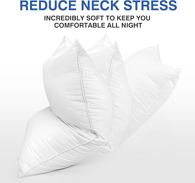 zibroges Ultra Soft Feather Pillows Queen Size Set of 2 - Goose Down Hotel Bed Pillow for Sleeping, (Down Fiber) Fluffy Support Surround Fill Polyester for Back, Stomach, Side Sleepers (Ultra Soft)