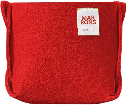 Collapsible Red Felt Storage Bin Mini 3.9"x3.9"x3.9" – Foldable Basket with Handles for Closet, Toy Storage, Laundry Room Organization, Decorative Storage Bins for Shelves, Nursery Storage