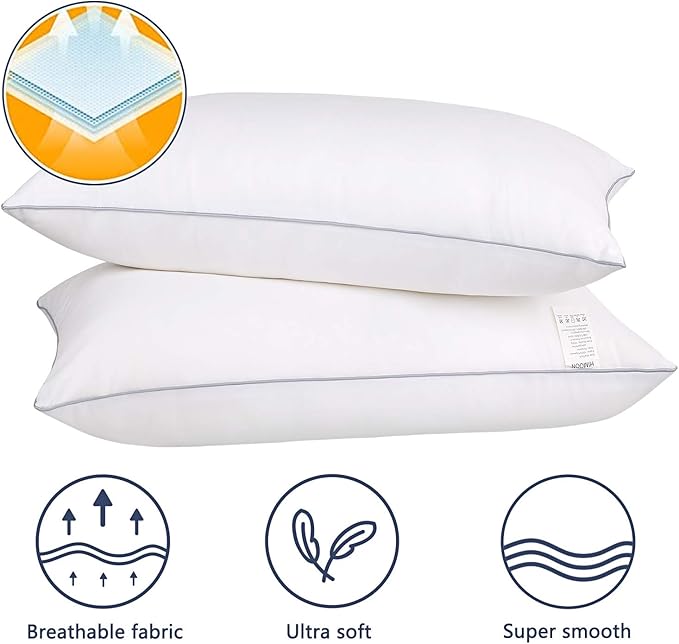 HIMOON Bed Pillows for Sleeping 2 Pack,Queen Size Cooling Pillows Set of 2,Top-end Microfiber Cover for Side Stomach Back Sleepers