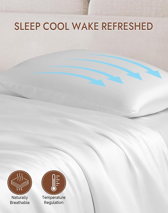 SilkSilky 100% Mulberry Silk Pillowcase - Pure 22 Momme High-Grade 6A Fibers for Hair & Skin, Envelope Closure, Natural, Organic, Breathable & Cooling Pillow Case (Queen, White)