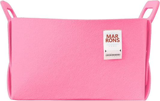 Collapsible Pink Felt Storage Bin Large 14.6"x9.4"x9.4" – Foldable Basket with Handles for Closet, Laundry Room Organization, Toy Storage, Decorative Storage Bins for Shelves, Nursery Storage