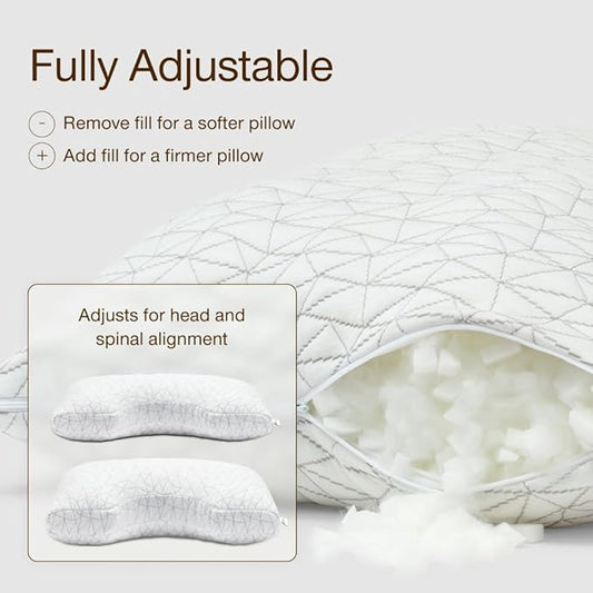 Coop Home Goods Original Cut-Out Adjustable Pillow, King Size Bed Pillows for Neck & Head Support, Memory Foam Pillows - Medium Firm for Side Sleeper, CertiPUR-US/GREENGUARD Gold