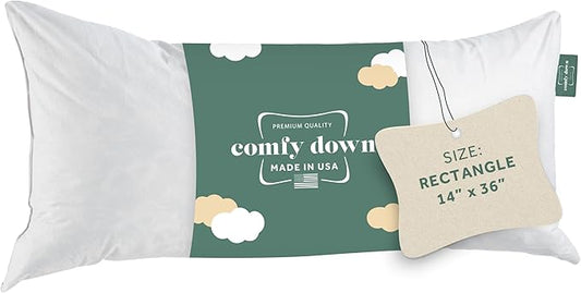 ComfyDown Decorative Throw Pillow Insert, Down and Feather Fill, 100% Cotton Cover, 233 Thread Count - Made in USA (14 X 36)