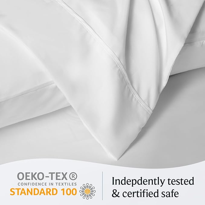 LuxClub Collection Pillowcases 10 Pack - Eco Friendly Wrinkle Free Cooling Pillow Cases with Satin Trim - Machine Washable Hotel Bedding Silky Soft - White King