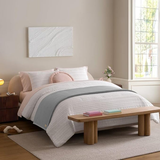 UGG Coco Fleece Blanket for Bed Queen Size – Luxury Cozy Room Decor, Soft Warm Winter Bedding, Heavy Blanket & Queen Blanket for Bed, Gifts for Teens and Women – Seal Gray